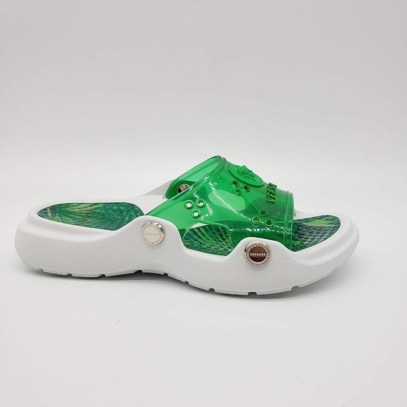 Versace Shoes - Versace Women's DST348F Clear Transparent Slides with Logo